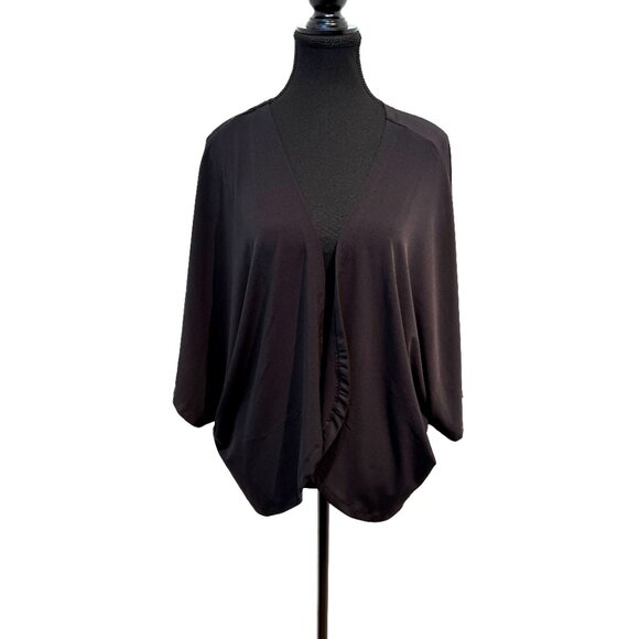 NWT Iman Global Chic Black Open Topper Kimono Batwing Sleeve Jacket 4X - Picture 1 of 6
